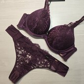 Hunkemoller noir! Гарний жіночий комплект: бюстгальтер 85А, Л розмір italian plum! Лот 415