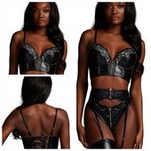 Hunkemoller private collection! "Шкіряний" жіночий бюстгальтер 70С пуш-ап black! Лот 454