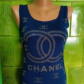 Синя майка Chanel. Розмір - S,M.