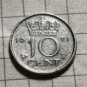 Монета Нідерландів 10 центів 1971