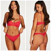 Hunkemoller! Мереживний жіночий комплект: бюстгальтер 70G, трусики стрінги Xs розмір bittersweet! Ло