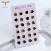 Сережки Stainless Steel з п'ятьма листами конюшини, нержавіюча сталь, конюшина, клевер