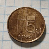Монета Нідерландів 5 центів 1982