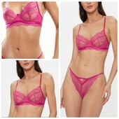 Hunkemoller! Мереживний жіночий бюстгальтер на кісточках 80С fandago pink! Лот 343