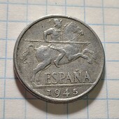 Монета Іспанії 10 центів 1945
