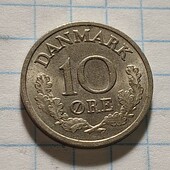 Монета Данії 10 ере 1970