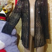 ❤️Брендовый чёрный вышетый с пайетками лёгкий кордиган туника новый❤️Америка.