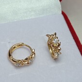 Красивые серьги бабочки с фианитами. Позолота 585 пробы 18К.