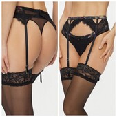 Hunkemoller designer collection! Мереживний жіночий пояс для панчіх М розмір caviar! Лот 481