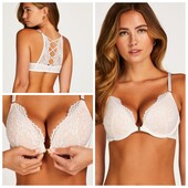 Hunkemoller! Неймовірний жіночий бюстгальтер з застібкою спереду і гарною спинкою 80С, snow white!