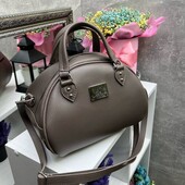 Жіноча сумка клатч екошкіра довгі і короткі ручки овальна капучіно