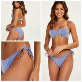 Hunkemoller! Роздільний жіночий купальник в рубчик 75F, низ S dazzling blue! Лот 111
