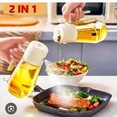 Бутылка стеклянная для масла или уксуса с распылителем и диспенсером