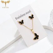 Набір Stainless Steel сережки+ ланцюжок з кулоном, нержавіюча сталь