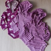 3 шт. Боді з довгим рукавом hanes для дівчинки 6/12м