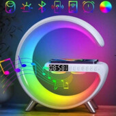 розумна бездротова колонка з RGB, нічник led лампа, бездротове зарядне + fm-радіо та будильник