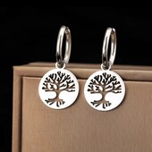 Сережки Stainless Steel з нержавіючої сталі, вінтажні підвіски у вигляді дерева удачі