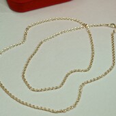 Нежная цепочка 45 см, якорное плетение с узором. Позолота 585 пробы 18К.
