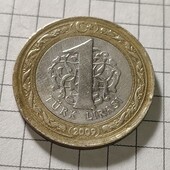 Монета Турції 1 ліра 2009
