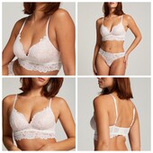 Hunkemoller! Зручний мереживний бюстгальтер без кісточок 70Е, можна 75Д, snow white! Лот 314