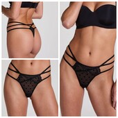 Hunkemoller! Ніжні пудрові жіночі труси з сердечками, страп-панти Хл розмір caviar! Лот 916