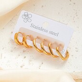 3 пари! Сережки Stainless steel нержавіюча сталь позолота