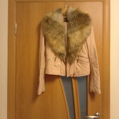Шикарная курточка косуха с воротником, кож зам размер 10 River Island