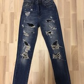 Прямі джинси tally wejl р ХС 34 рвані з мереживними вставками