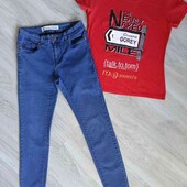 Denim & Co брендовые джинсы + футболка размер евро 34/ 36