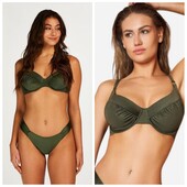 Hunkemoller! Роздільний жіночий купальник з мерехінням 75Е, низ S розмір dark olive! Лот 7