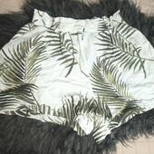 H&m, uk12 шорти тропічний лист льон віскоза