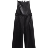 Укорочений атласний, чорний комбінезон, h&m