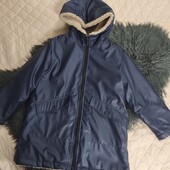 Zara 128 см прогумований плащ, дощовик грязепруф на хутрі тедді