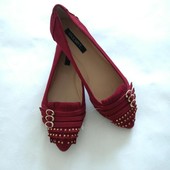 Балетки shoemint цвет марсала, искусственная замша, узкий носок, застежки, размер 36-36,5