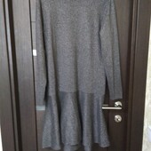 Повний розпродаж!!! Темно-сіра демі сукня-трапеція з широким воланом по краю