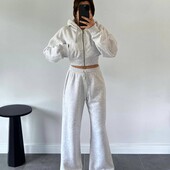 Теплі костюми (вкорочена кофта oversize+прямі штани)