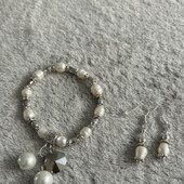 Новинка!Красивый набор из речного жемчуга,браслет и серьги