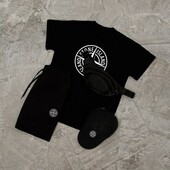 Комплект 4 четвірка! Костюм: футболка + шорти + кепка + бананка Stone island