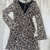 Леопардова сукня сітка бомба ззаду на спинці завʼязка бант