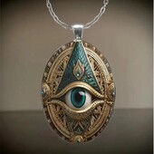 Підвіска у вигляді ока на сріблястому ланцюгу