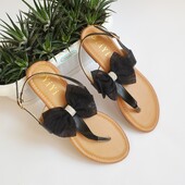 Розпродаж Босоніжки через палець з бантом чорні