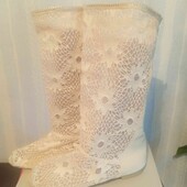 ❤️Не риально!!!!! Шикарные текстильные, кружевные бежевые со стразами сопожки летние❤️Стелька 25 см