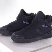 Кроссовки кеды на меху 36р-23см черн/фиолет