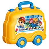 Конструктор Qman "Транспорт" в чемоданчике с колёсами и ручкой, 521дет.