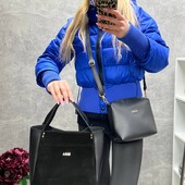 Комплект сумок натуральна замша плюс еко шкіра на плече повсякденна чорний