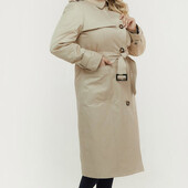 Трендовый стильный плащ-тренч утеплювач слbмтекс для пишної краси .Riches р. 54.колір св. беж.