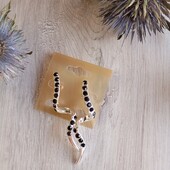 Сережки срібляті з чорними стразами