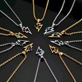 Ланцюжок і підвіска блискавка, вставка камінь малахіт. Медзолото