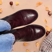 Женская обувь Кожаные Бордовые ботинки челси кожані черевики челсі размер 38