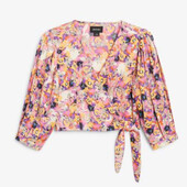 Кроп топ,атласна блуза на запах, L